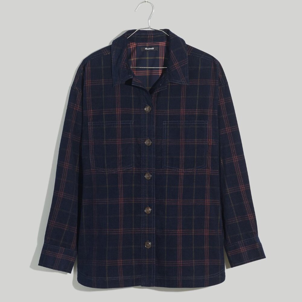 Madewell Corduroy Kentwood Oversized Plaid Shirt Jacket